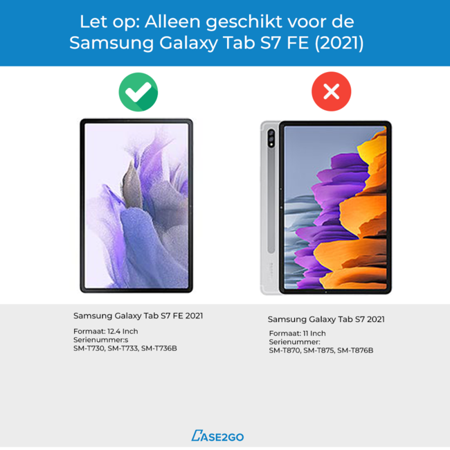 Samsung Galaxy Tab S7 FE Hoes en Screenprotector - 12.4 inch - Tablet hoes en Screenprotector  - Grijs