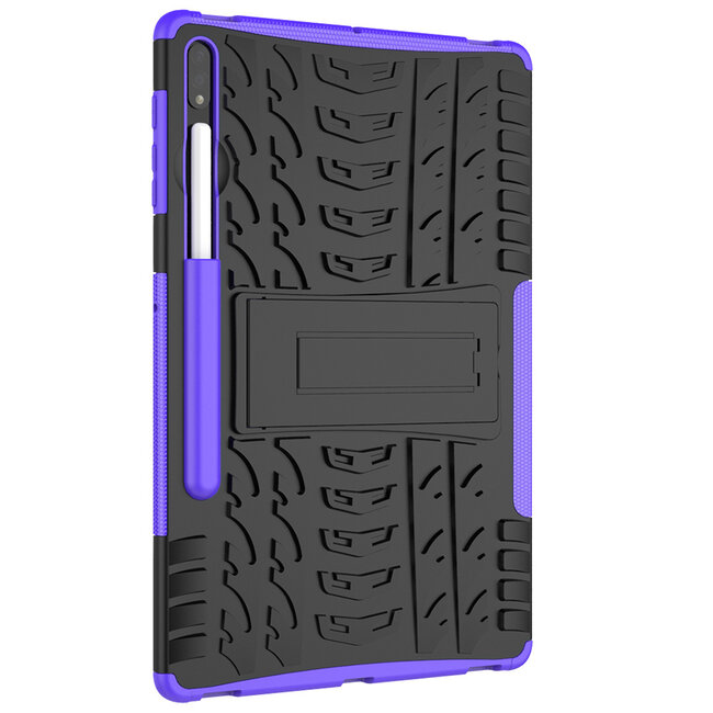Case2go - Tablet hoes geschikt voor Samsung Galaxy Tab S7 FE (2021) - Schokbestendige Back Cover - Met pencil houder - Paars
