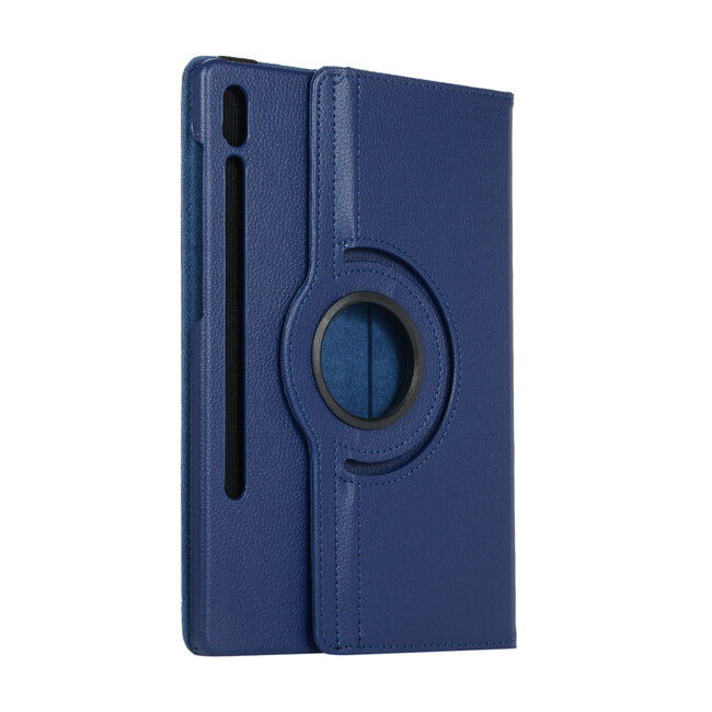 Case2go - Tablet hoes geschikt voor Samsung Galaxy Tab S7 FE - Draaibare Book Case Cover - 12.4 Inch - Donker Blauw