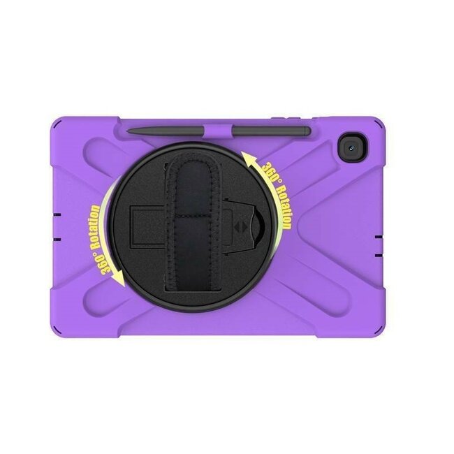 Case2go - Tablet hoes geschikt voor Samsung Galaxy Tab S7 FE - Hand Strap Armor Case Met Pencil Houder - Paars