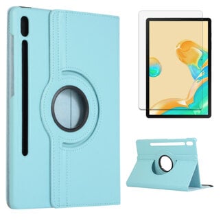 Case2go Case2go - Tablet hoes geschikt voor Samsung Galaxy Tab S7 FE (2021) - Draaibare Book Case + Screenprotector - 12.4 Inch - Licht Blauw