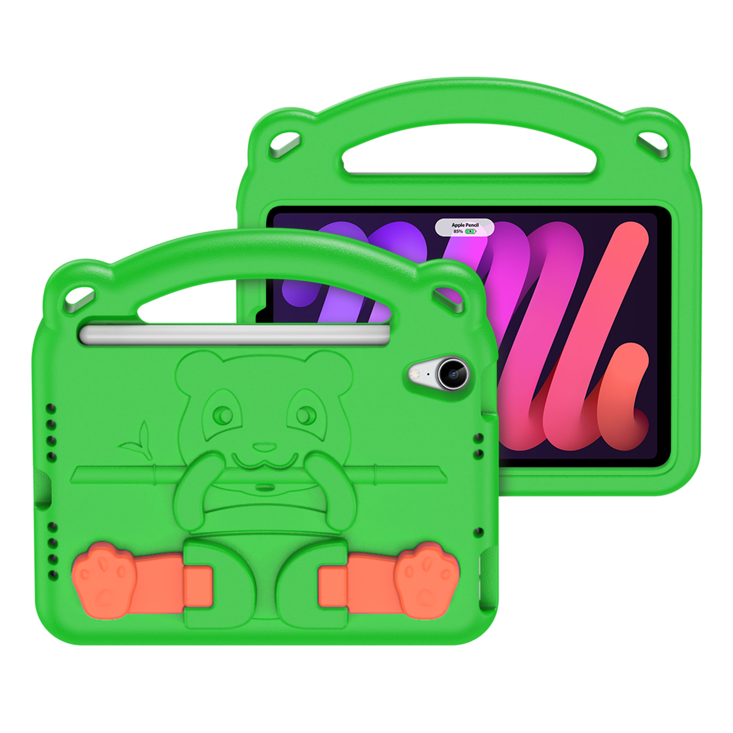 Apple iPad mini 6 (8.3 Inch) Hoes - Schokbestendige case met handvat - Panda Series - Groen afbeelding