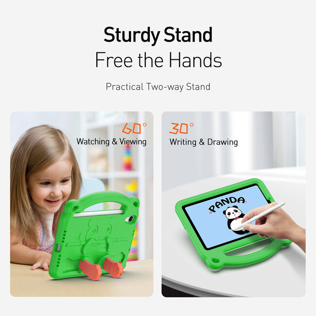 Apple iPad mini 6 (8.3 Inch) Hoes - Schokbestendige case met handvat - Panda Series - Groen