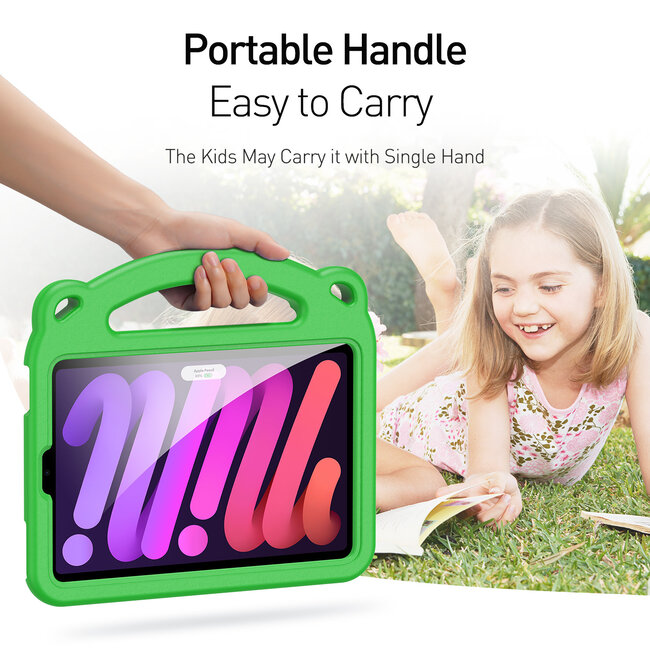 Apple iPad mini 6 (8.3 Inch) Hoes - Schokbestendige case met handvat - Panda Series - Groen