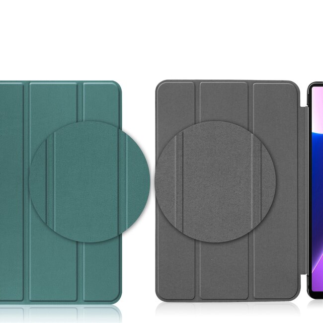Tablet hoes geschikt voor Lenovo Tab M10 Plus (3e generatie) 10.6 inch - Tri-Fold Book Case - Donker Groen