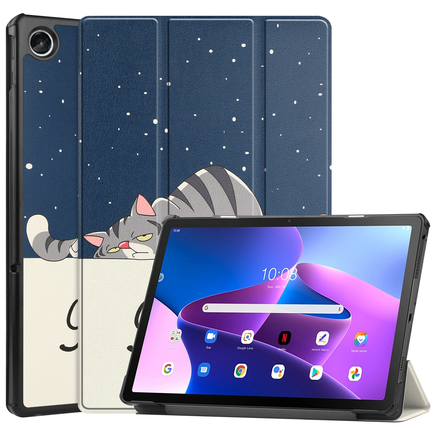 drie hoorbaar sturen Tablet hoes voor Lenovo Tab M10 Plus (3e generatie) 10.6 inch - Tri-Fold  Book Case - Good Night | Case2go.nl