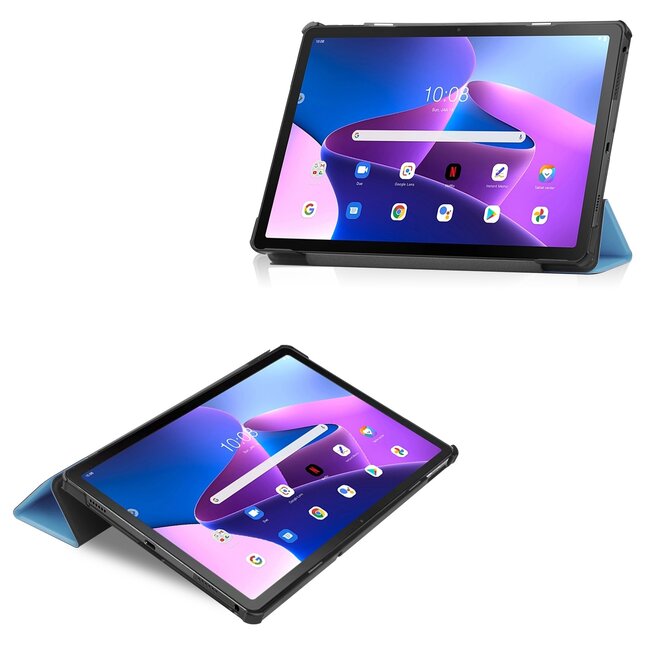 Tablet hoes geschikt voor Lenovo Tab M10 Plus (3e generatie) 10.6 inch - Tri-Fold Book Case - Licht Blauw