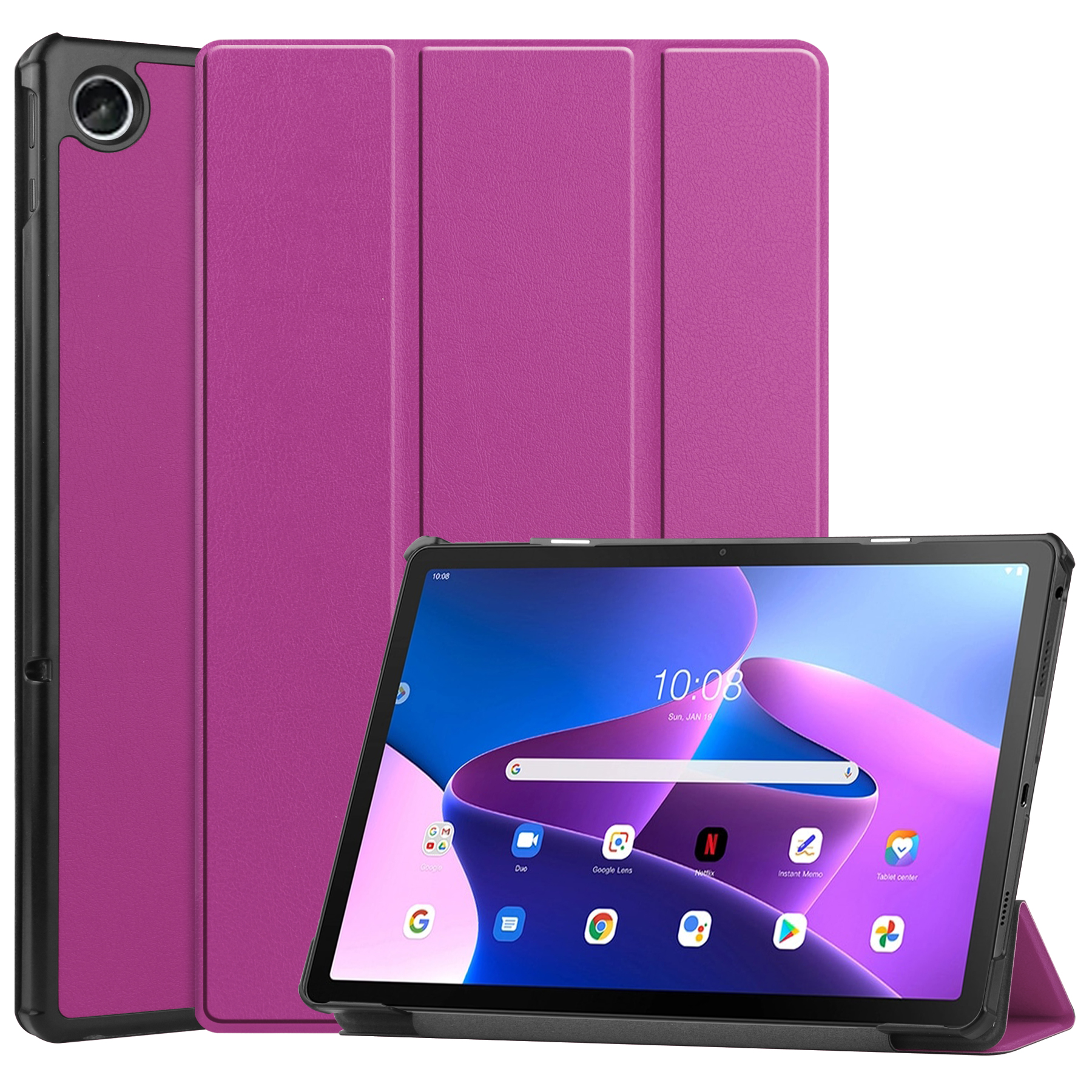 Tablet hoes geschikt voor Lenovo Tab M10 Plus (3e generatie) 10.6 inch - Tri-Fold Book Case - Paars afbeelding