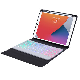 Case2go Bluetooth Keyboard Case geschikt voor Apple iPad 10.2 inch hoes 2021/2020/2019 - QWERTY Toetsenbord met verlichting - Wit