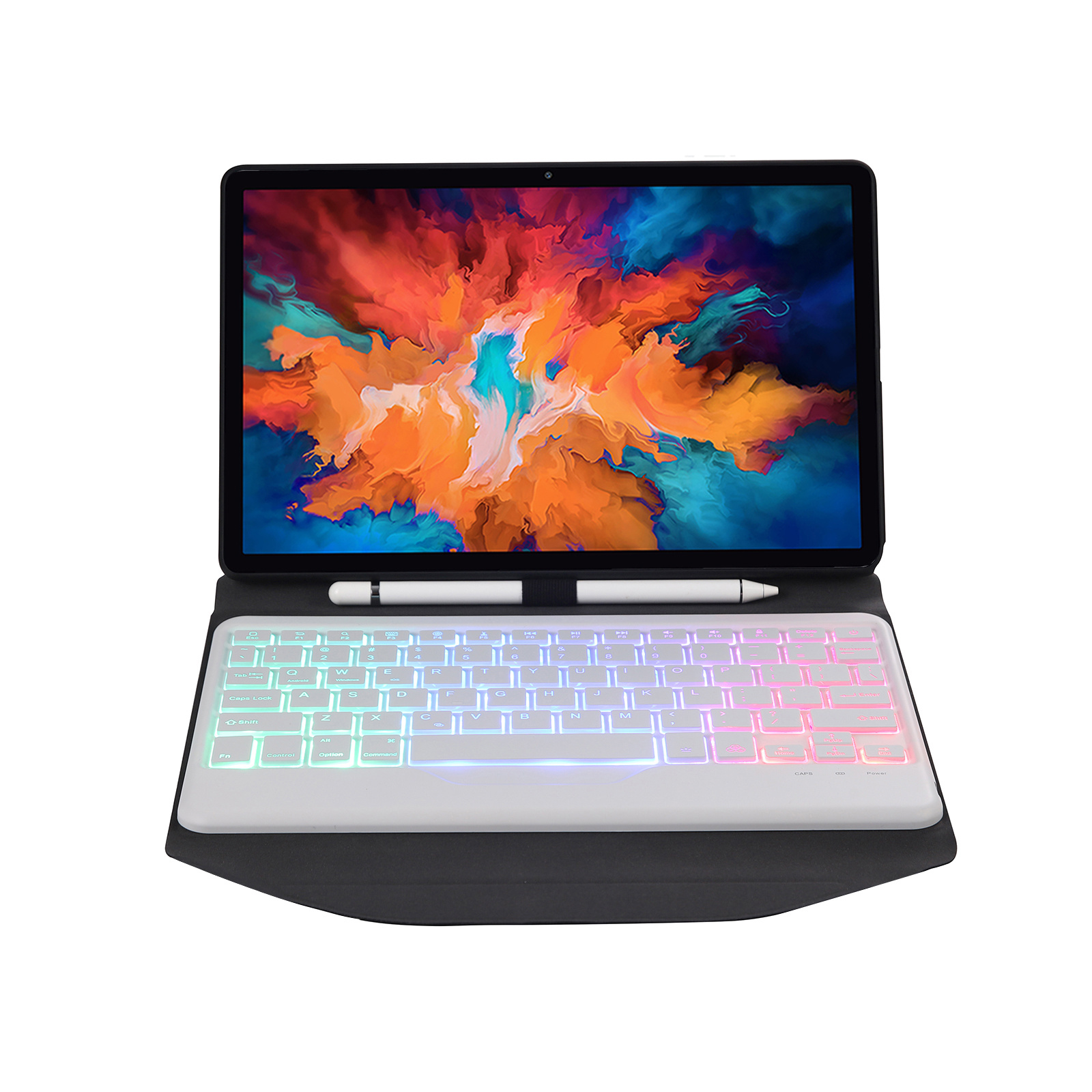 voor de helft verdrietig Omhoog gaan Tablet Toetsenbord Hoes met Verlichting geschikt voor Lenovo Tab P11 Pro -  Met Draadloos Bluetooth Keyboard en Stylus pen houder - Wit | Case2go.nl