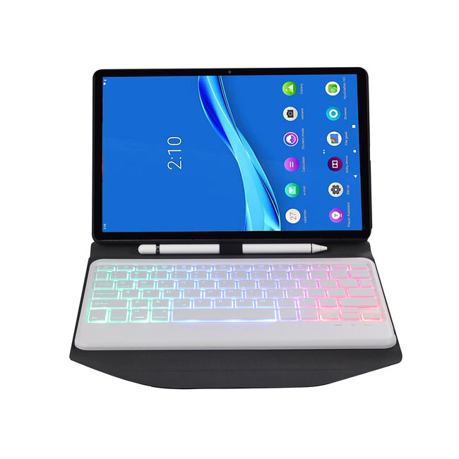 Bluetooth Keyboard Case geschikt voor Lenovo Tab M10 Plus (2de generatie) - 10.3 inch hoes - QWERTY Toetsenbord met verlichting - Wit