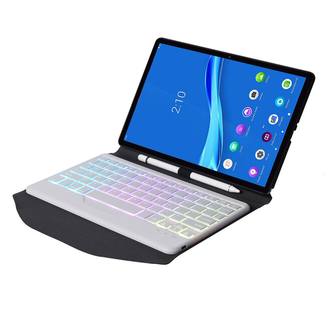 Bluetooth Keyboard Case geschikt voor Lenovo Tab M10 Plus (2de generatie) - 10.3 inch hoes - QWERTY Toetsenbord met verlichting - Wit