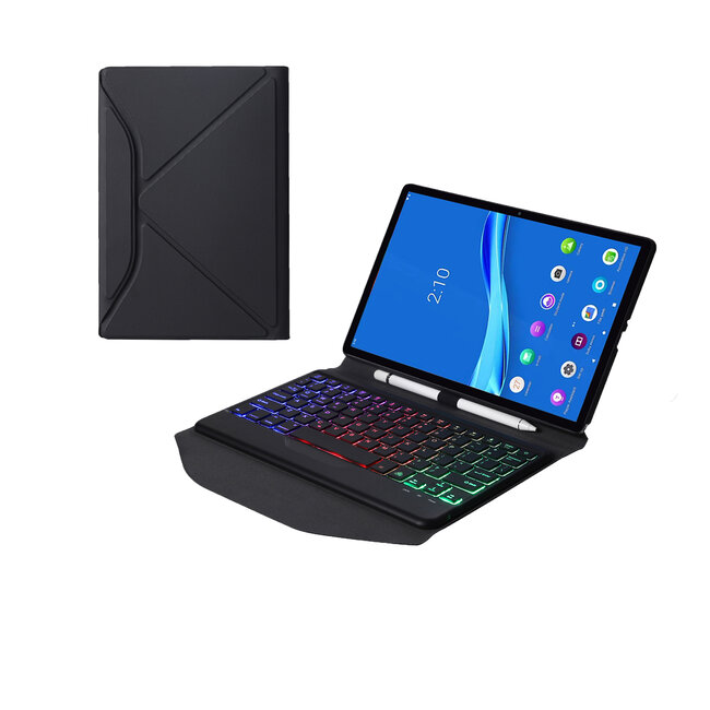 Bluetooth Keyboard Case geschikt voor Lenovo Tab M10 Plus (2de generatie) - 10.3 inch hoes - QWERTY Toetsenbord met verlichting - Zwart