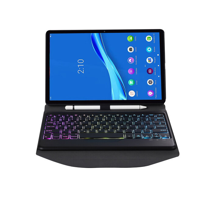 Bluetooth Keyboard Case geschikt voor Lenovo Tab M10 Plus (2de generatie) - 10.3 inch hoes - QWERTY Toetsenbord met verlichting - Zwart