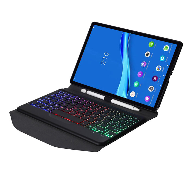 Bluetooth Keyboard Case geschikt voor Lenovo Tab M10 Plus (2de generatie) - 10.3 inch hoes - QWERTY Toetsenbord met verlichting - Zwart