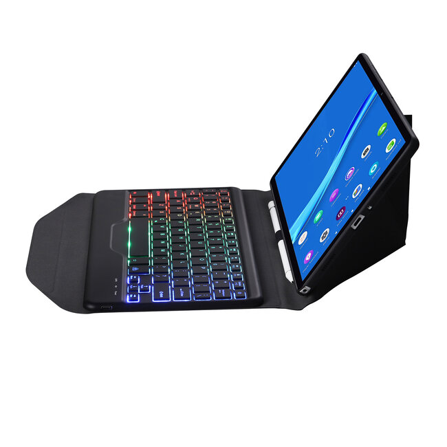 Bluetooth Keyboard Case geschikt voor Lenovo Tab M10 Plus (2de generatie) - 10.3 inch hoes - QWERTY Toetsenbord met verlichting - Zwart