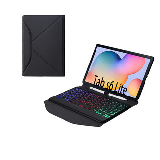 Case2go Bluetooth Toetsenbord geschikt voor Bluetooth Keyboard Case voor Samsung Galaxy Tab S6 Lite 10.4 (2020) - 10.4 inch hoes - QWERTY Toetsenbord met verlichting - Zwart