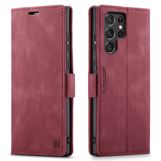 CaseMe Hoesje geschikt voor Samsung Galaxy S22 Ultra 5G - Wallet Book Case - Magneetsluiting - met RFID bescherming - Rood