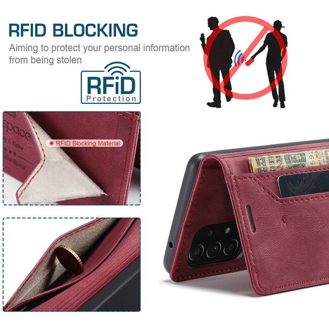 Hoesje geschikt voor Samsung Galaxy A53 5G - Wallet Book Case - Magneetsluiting - met RFID bescherming - Rood