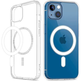 Case2go Hoesje geschikt voor iPhone 13 Mini met magnetische ring - Siliconen - Doorzichtige Back Cover - Shockproof - Transparant