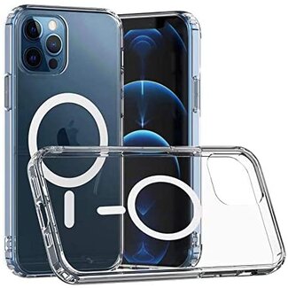 Case2go Hoesje geschikt voor iPhone 12 Pro met magnetische ring - Siliconen - Doorzichtige Back Cover - Shockproof - Transparant