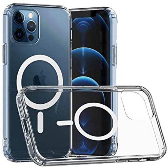Hoesje geschikt voor iPhone 12 Pro met magnetische ring - Siliconen - Doorzichtige Back Cover - Shockproof - Transparant