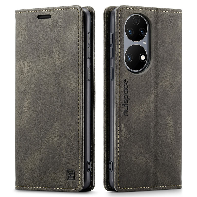 Hoesje geschikt voor Huawei P50 - Wallet Book Case - Magneetsluiting - met RFID bescherming - Bruin afbeelding