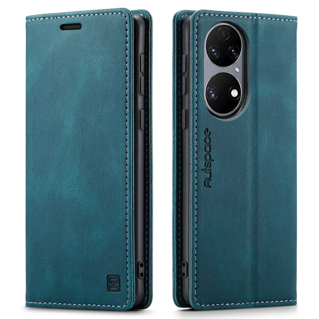 Hoesje geschikt voor Huawei P50 - Wallet Book Case - Magneetsluiting - met RFID bescherming - Blauw