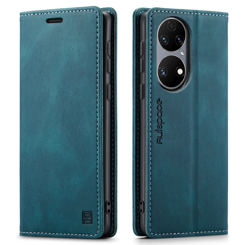 Hoesje geschikt voor Huawei P50 - Wallet Book Case - Magneetsluiting - met RFID bescherming - Blauw afbeelding