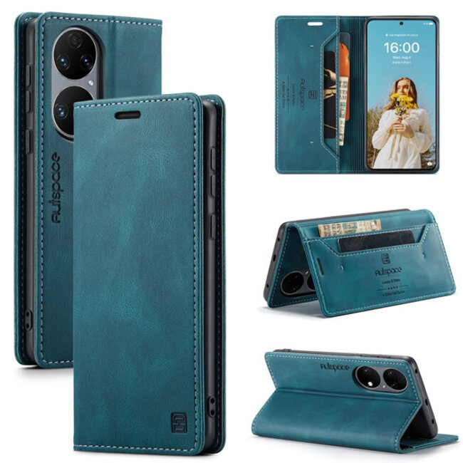 Hoesje geschikt voor Huawei P50 - Wallet Book Case - Magneetsluiting - met RFID bescherming - Blauw