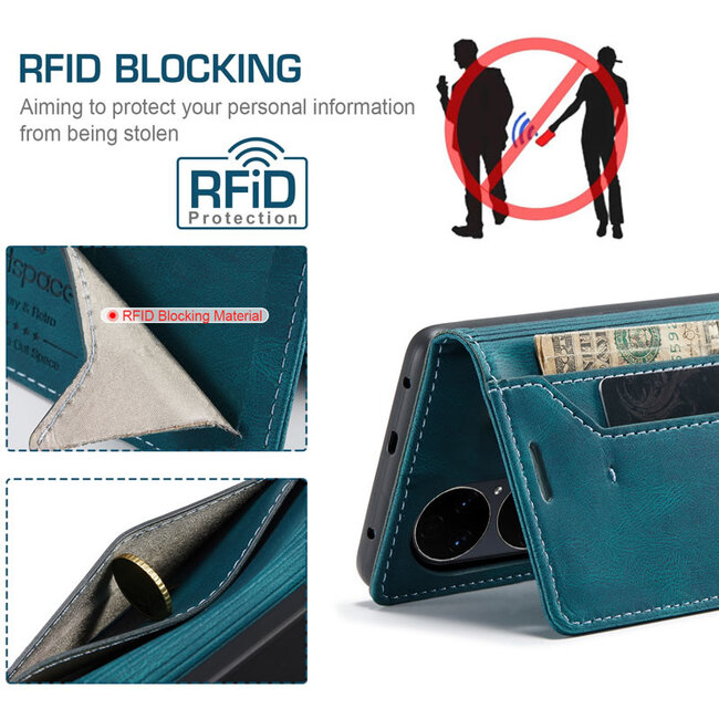 Hoesje geschikt voor Huawei P50 - Wallet Book Case - Magneetsluiting - met RFID bescherming - Blauw