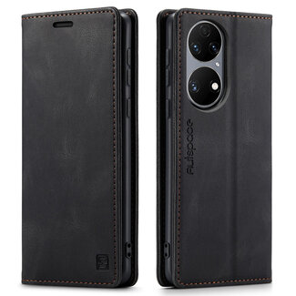 CaseMe Hoesje geschikt voor Huawei P50 - Wallet Book Case - Magneetsluiting - met RFID bescherming - Zwart