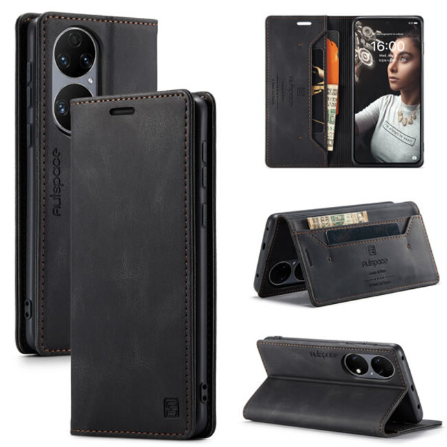 Hoesje geschikt voor Huawei P50 - Wallet Book Case - Magneetsluiting - met RFID bescherming - Zwart