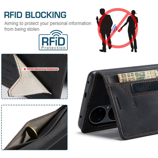 Hoesje geschikt voor Huawei P50 - Wallet Book Case - Magneetsluiting - met RFID bescherming - Zwart