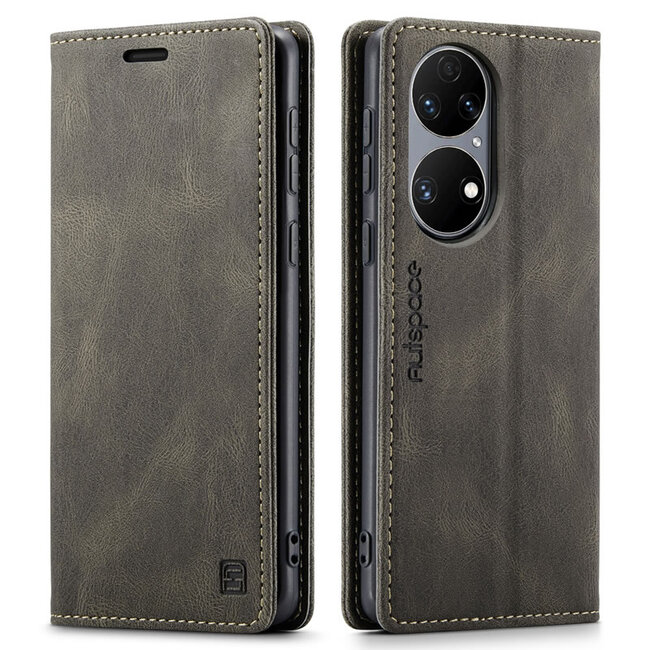 Hoesje geschikt voor Huawei P50 Pro - Wallet Book Case - Magneetsluiting - met RFID bescherming - Bruin