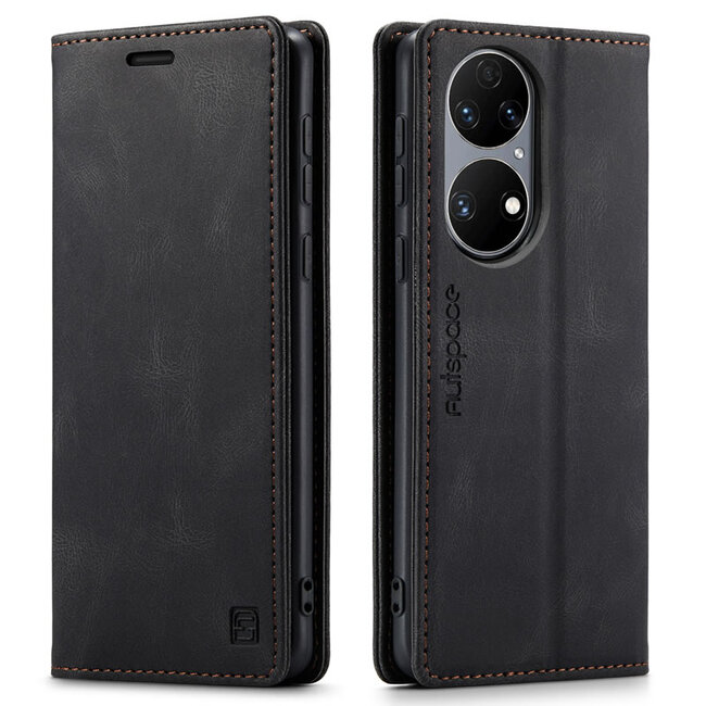 Hoesje geschikt voor Huawei P50 Pro - Wallet Book Case - Magneetsluiting - met RFID bescherming - Zwart