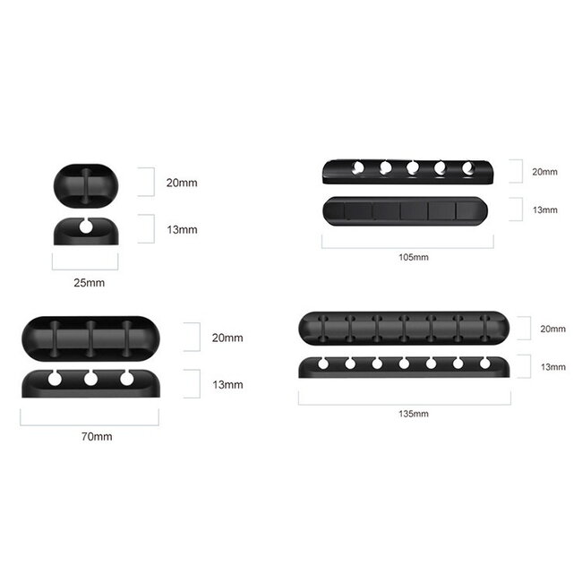 Kabel Organiser voor 1 Kabel - Kabelhouder met Plakstrip - Zelfklevende Kabelclips - Zwart