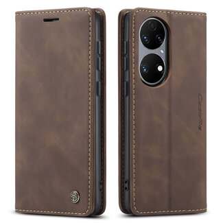 CaseMe CaseMe - Hoesje geschikt voor Huawei P50 - Wallet Book Case - Magneetsluiting - Donker Bruin