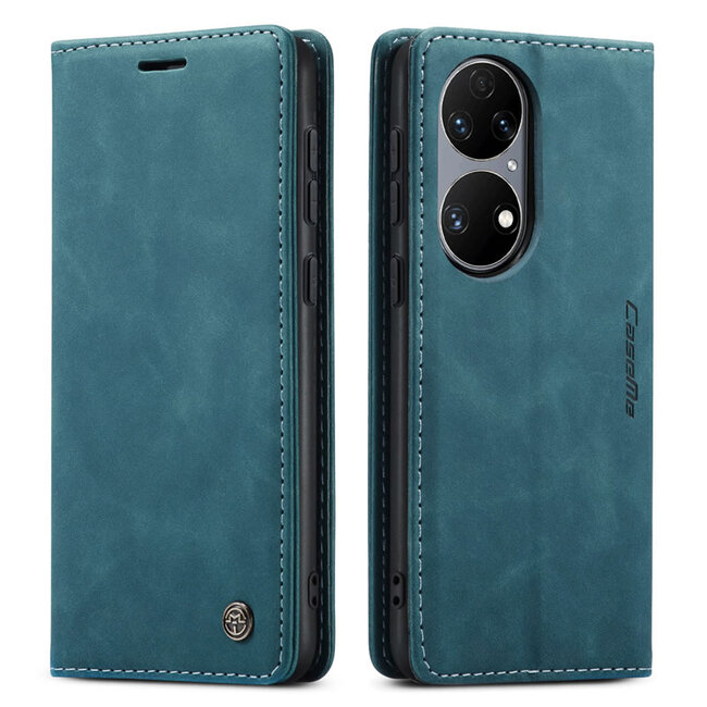 CaseMe - Hoesje geschikt voor Huawei P50 - Wallet Book Case - Magneetsluiting - Blauw