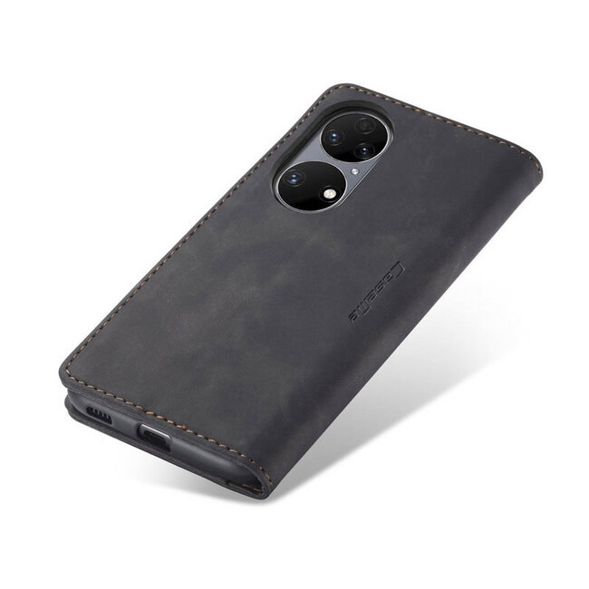 CaseMe - Hoesje geschikt voor Huawei P50 - Wallet Book Case - Magneetsluiting - Zwart