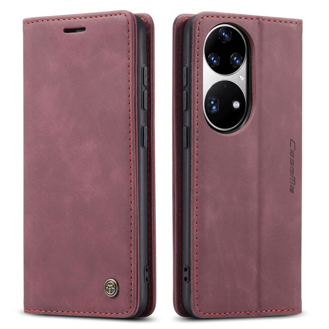 CaseMe - Hoesje geschikt voor Huawei P50 Pro - Wallet Book Case - Magneetsluiting - Rood