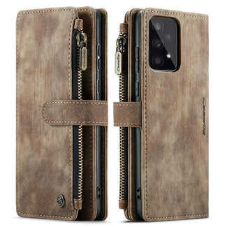 CaseMe Hoesje geschikt voor Samsung Galaxy A53 5G - Wallet Book Case - met Rits en Magneetsluiting - met RFID bescherming - Bruin