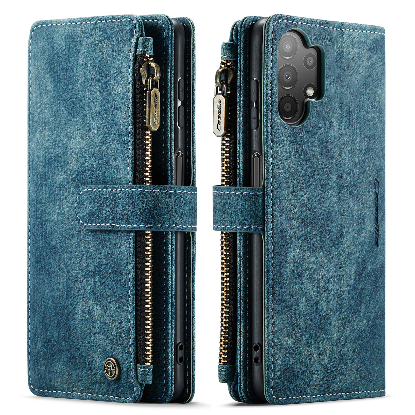 CaseMe Hoesje voor Samsung A13 - Wallet Book Case - met Rits en Magneetsluiting - met bescherming - Blauw | Case2go.nl