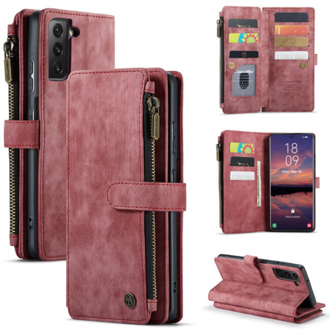 Hoesje geschikt voor Samsung Galaxy S22 Plus 5G - Wallet Book Case - met Rits en Magneetsluiting - met RFID bescherming - Rood