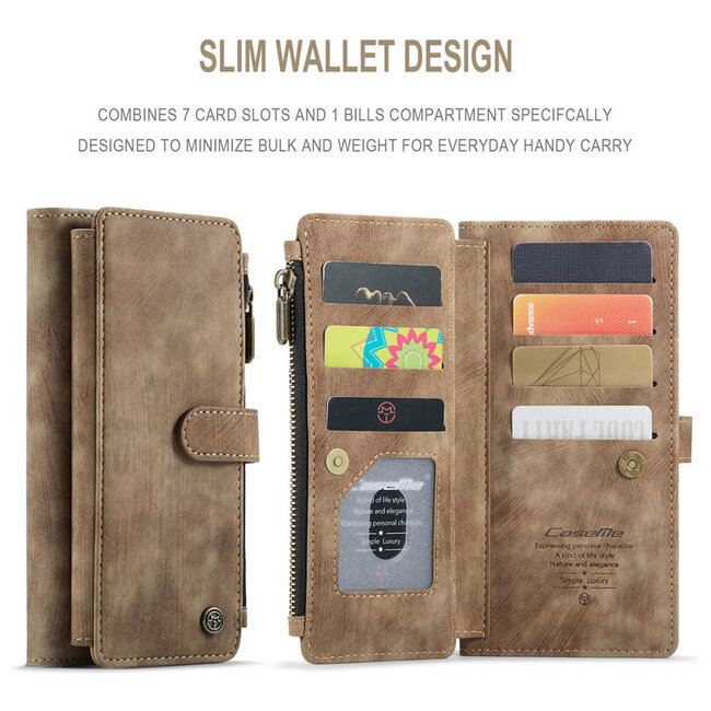 Hoesje geschikt voor Samsung Galaxy S22 Plus 5G - Wallet Book Case - met Rits en Magneetsluiting - met RFID bescherming - Bruin