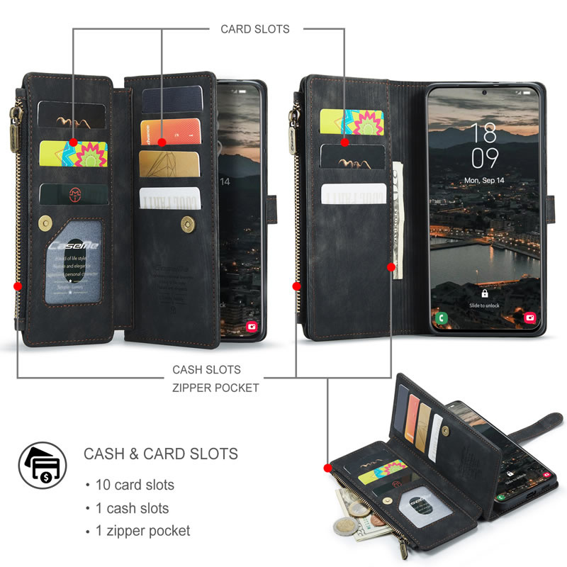 Hoesje geschikt voor Samsung Galaxy S22 5G - Wallet Book Case - Rits en Magneetsluiting - met RFID bescherming - | Case2go.nl