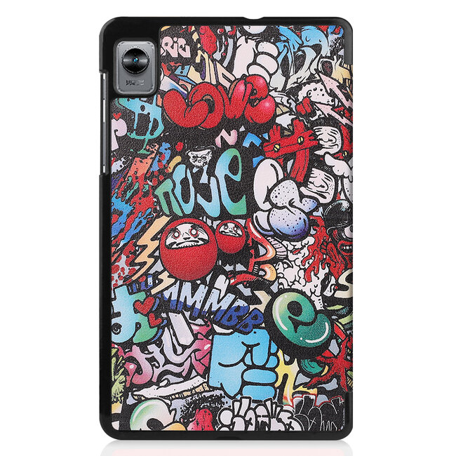 Case2go - Tablet Hoes geschikt voor Realme Pad Mini - 8.7 inch - Tri-Fold Book Case - Auto Wake functie - Graffiti