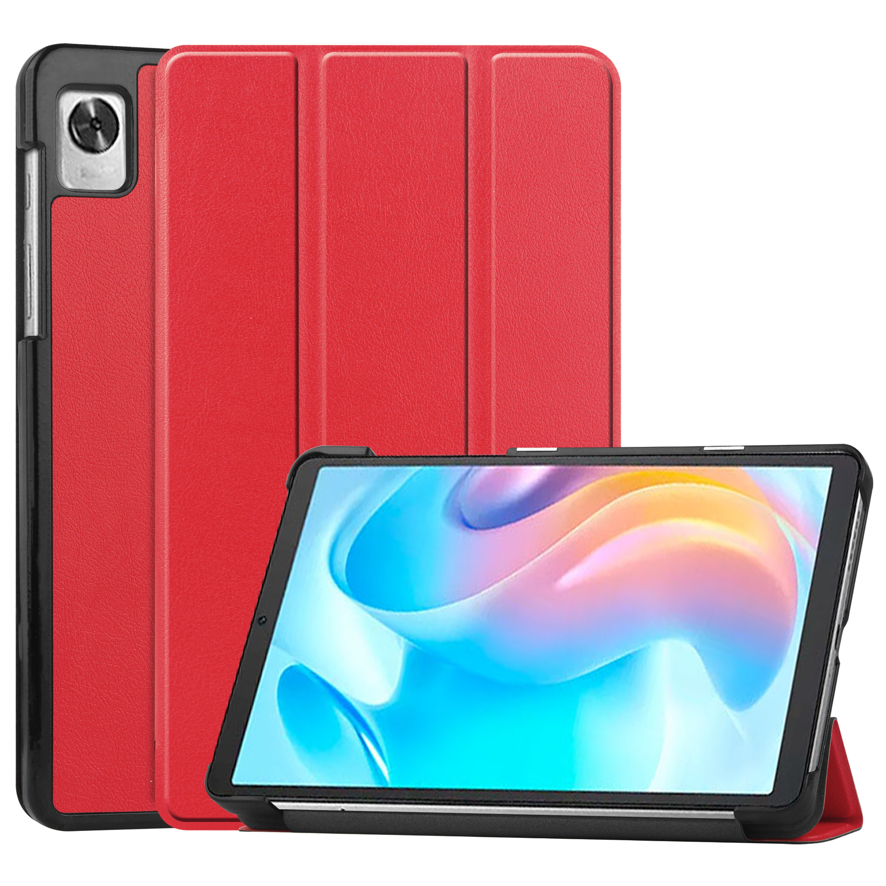 Case2go - Tablet Hoes geschikt voor Realme Pad Mini - 8.7 inch - Tri-Fold Book Case - Auto Wake functie - Rood afbeelding