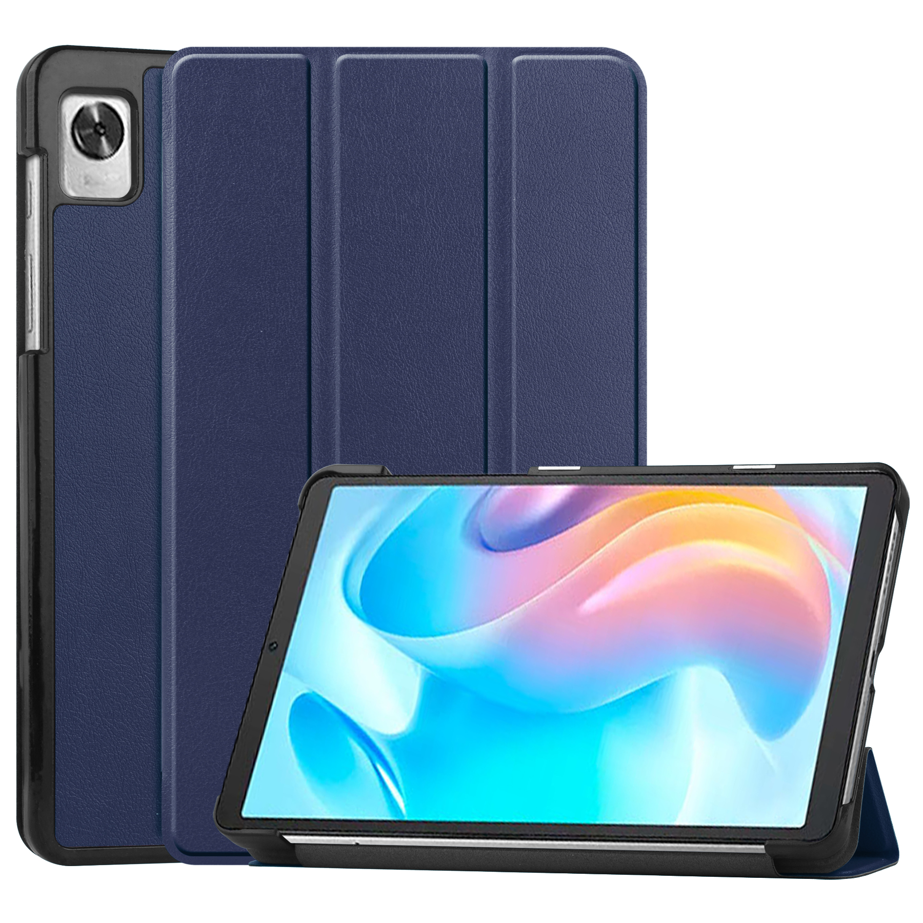 Case2go - Tablet Hoes geschikt voor Realme Pad Mini - 8.7 inch - Tri-Fold Book Case - Auto Wake functie - Donker Blauw afbeelding