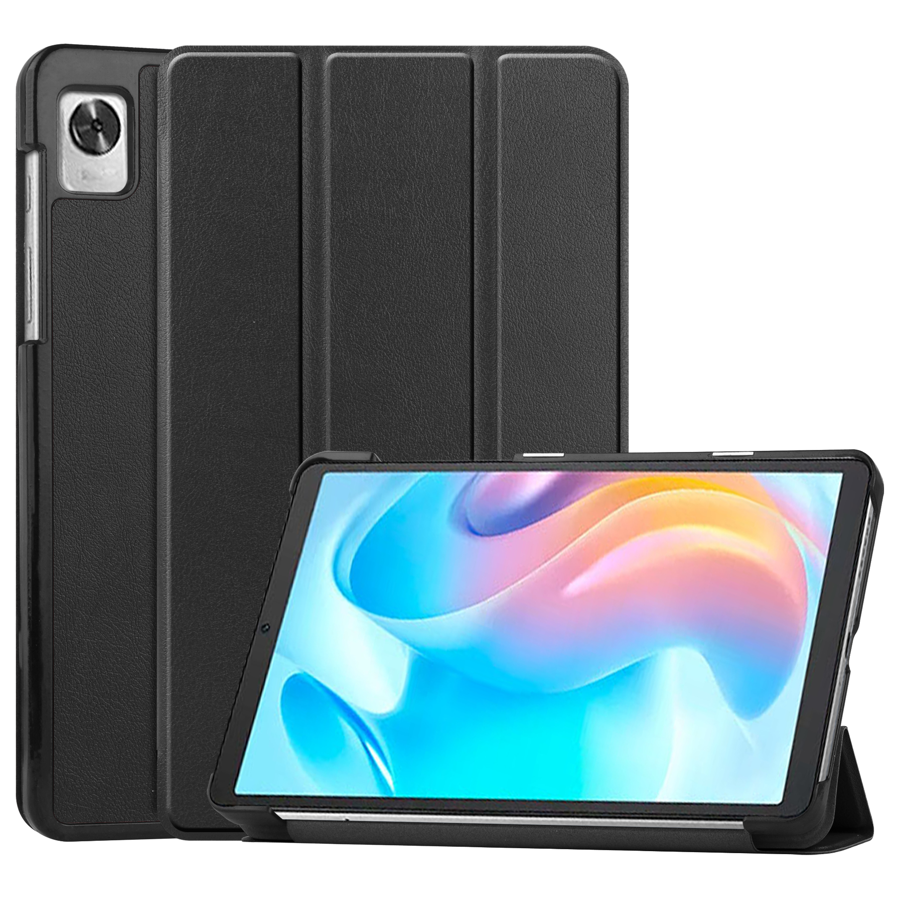 Case2go - Tablet Hoes geschikt voor Realme Pad Mini - 8.7 inch - Tri-Fold Book Case - Auto Wake functie - Zwart afbeelding